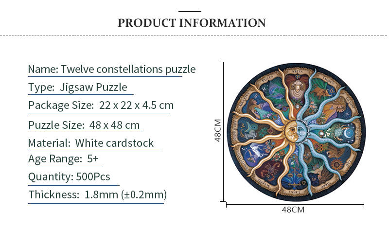 Educational Toys Adults Game 500 Pieces Round Puzzles 12 Constellation Palace Jigsaw Puzzles For Teens