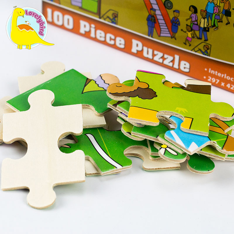 100pc Educational with Poster Best Wooden Puzzle for Kids