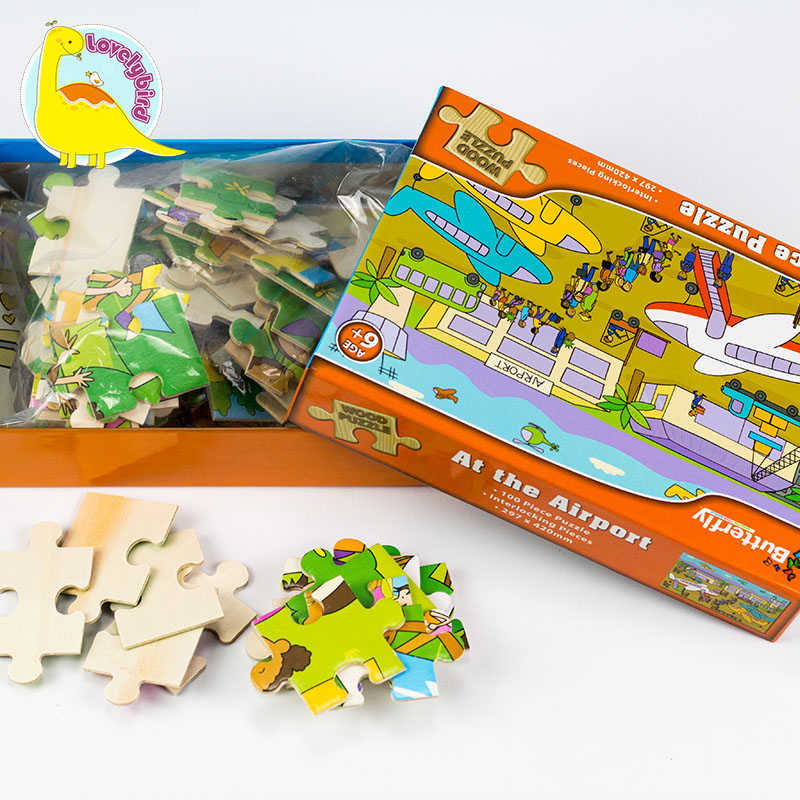 100pc Educational with Poster Wooden Puzzle for Kids