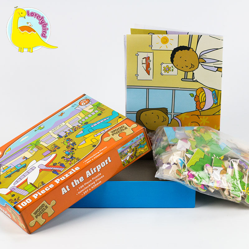 100pc Educational with Poster Wooden Puzzle for Kids